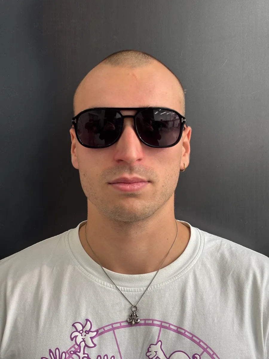 Tom Ford Black Acetate T-Bar Aviator Sunglasses BndryXFa 1