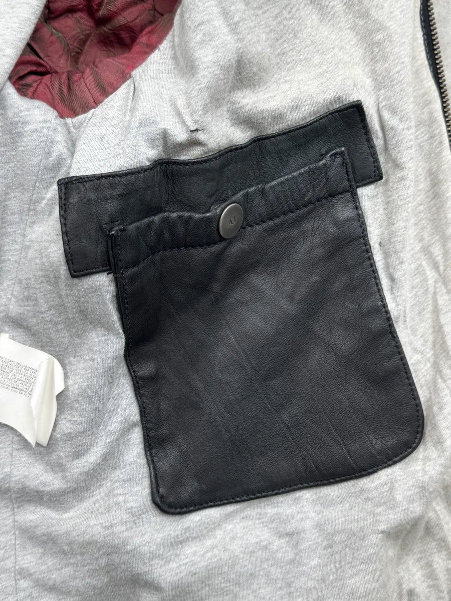 2000s Armani Black Leather Hooded Jacket XrdtCrb 11