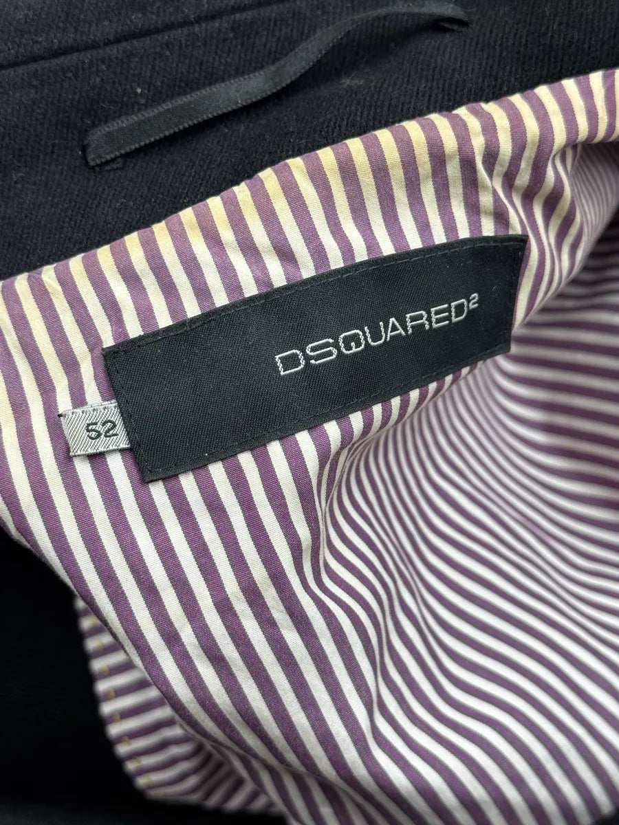 AW2006 Dsquared2 Black Wool Long Double-Breasted Coat NGQjdyb 14