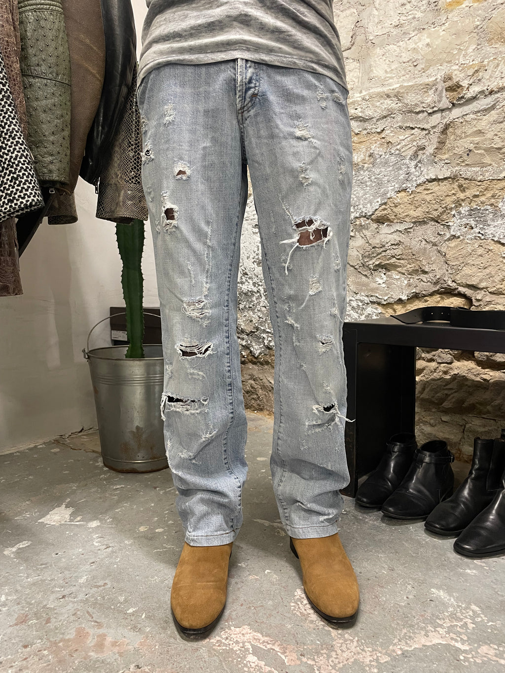 SS2006 Dolce & Gabbana Blue Distressed Denim Jeans (S)