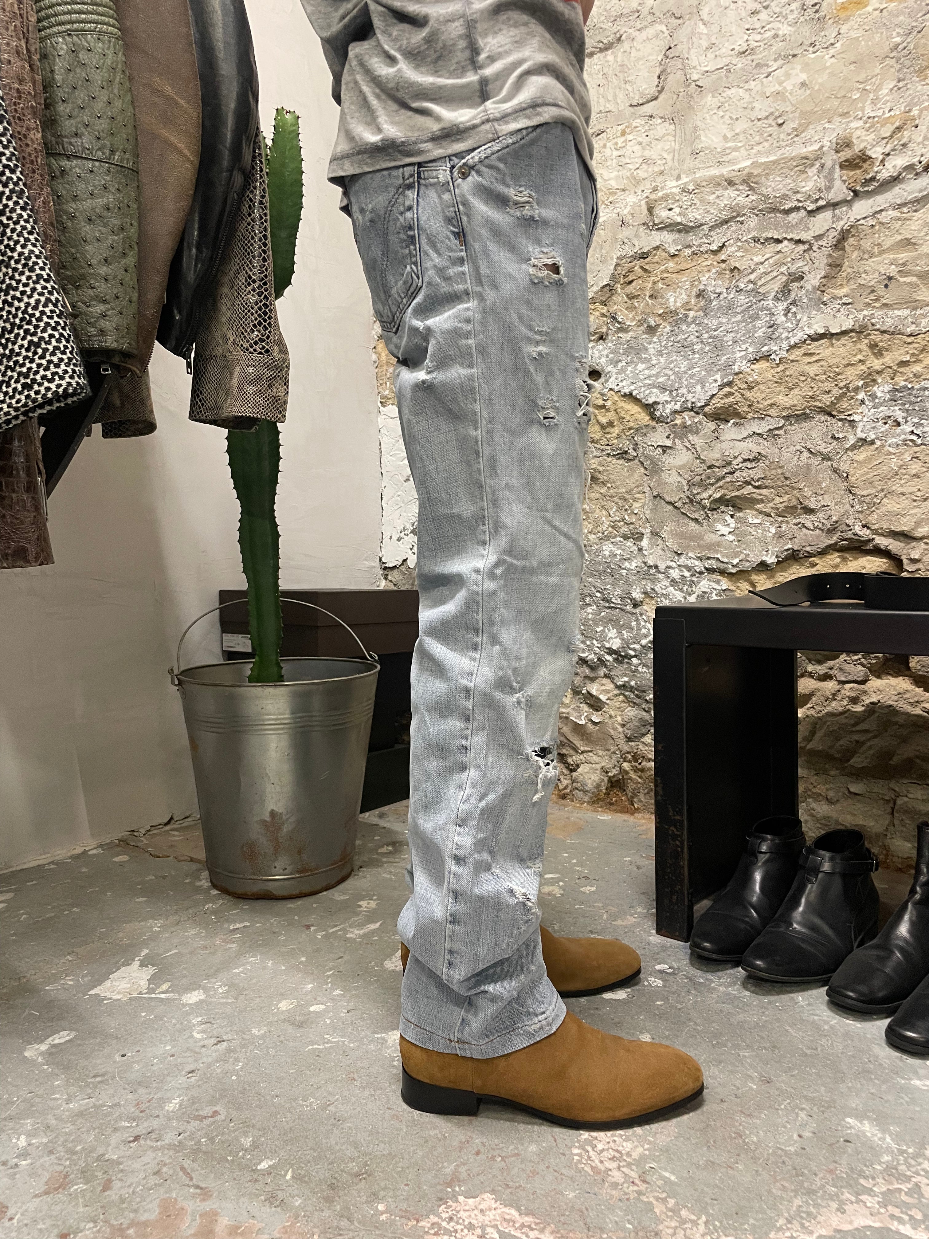 SS2006 Dolce & Gabbana Blue Distressed Denim Jeans (S)