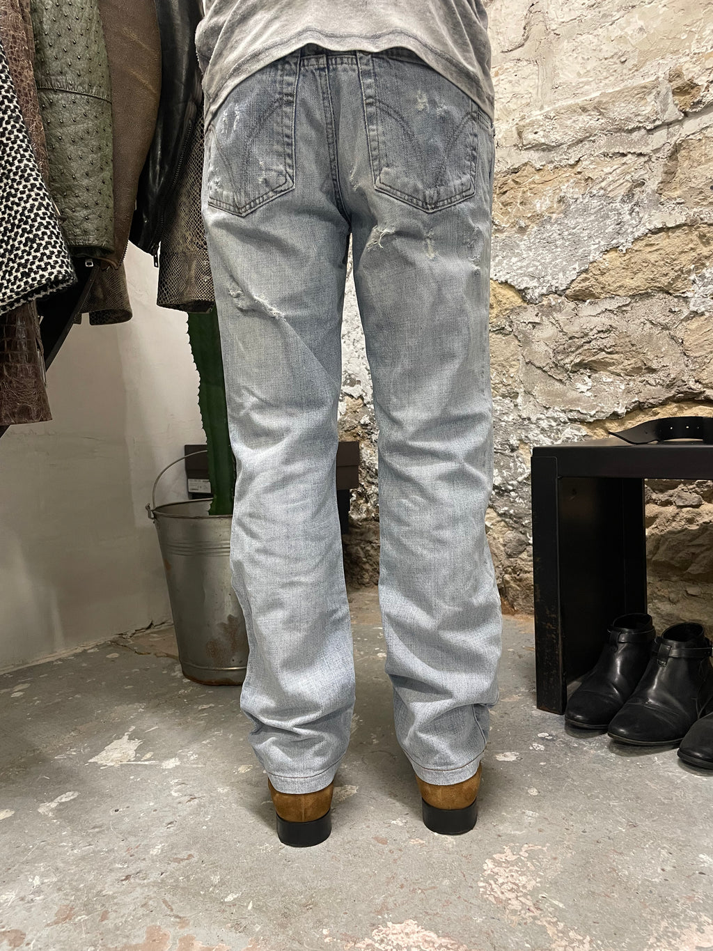 SS2006 Dolce & Gabbana Blue Distressed Denim Jeans (S)