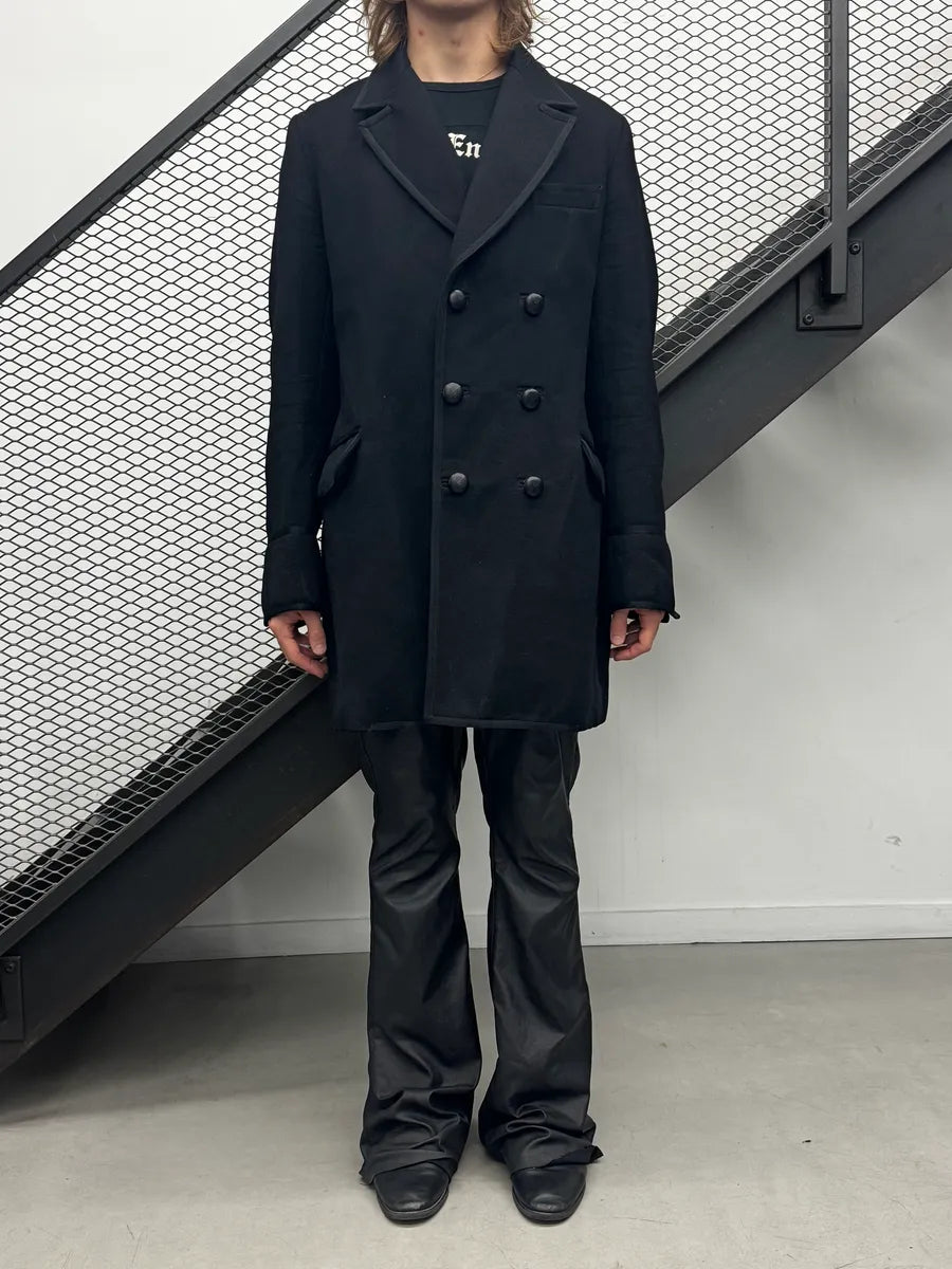 AW2006 Dsquared2 Black Wool Long Double-Breasted Coat NGQjdyb 2