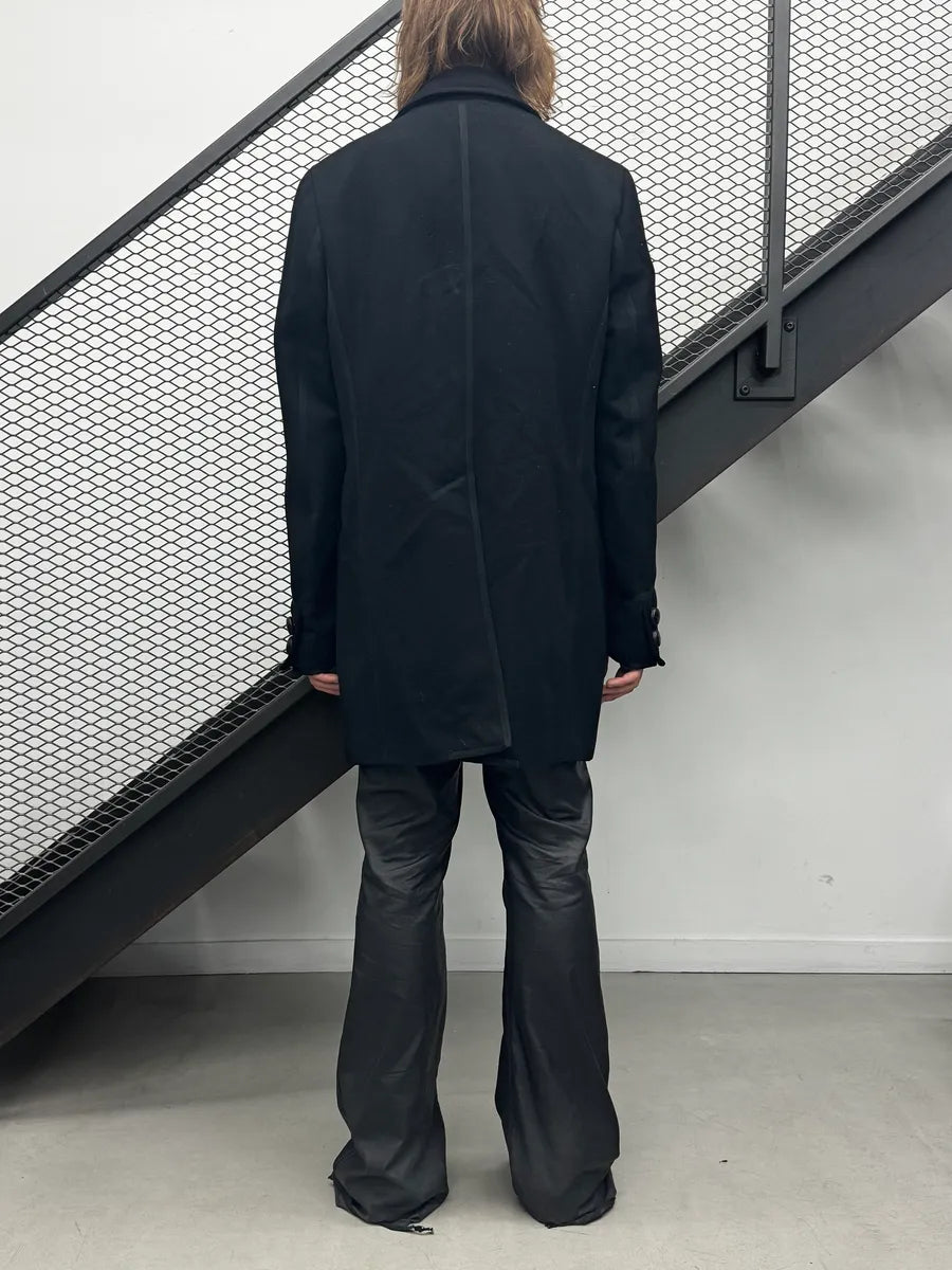 AW2006 Dsquared2 Black Wool Long Double-Breasted Coat NGQjdyb 3
