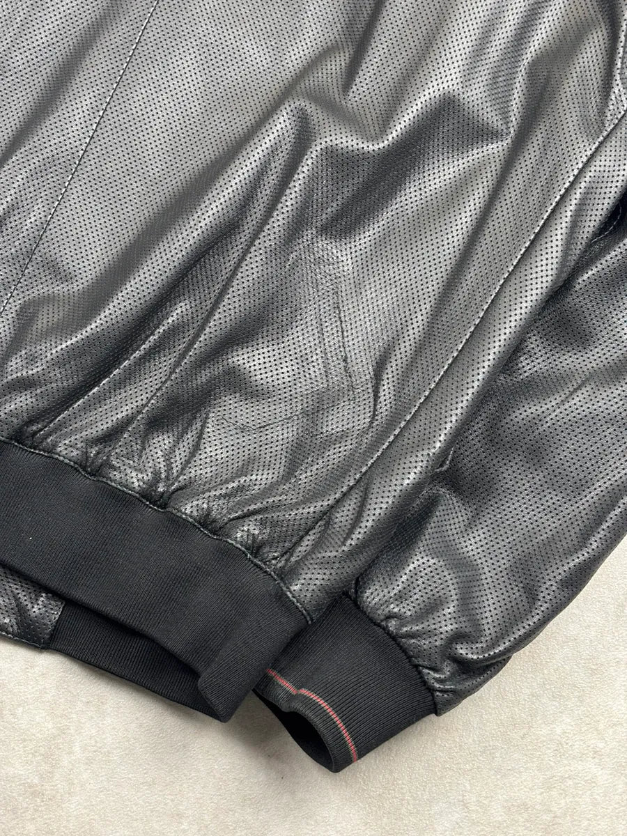 2000s Gucci Black Leather Perforated Bomber Jacket YfhNnvpi 7