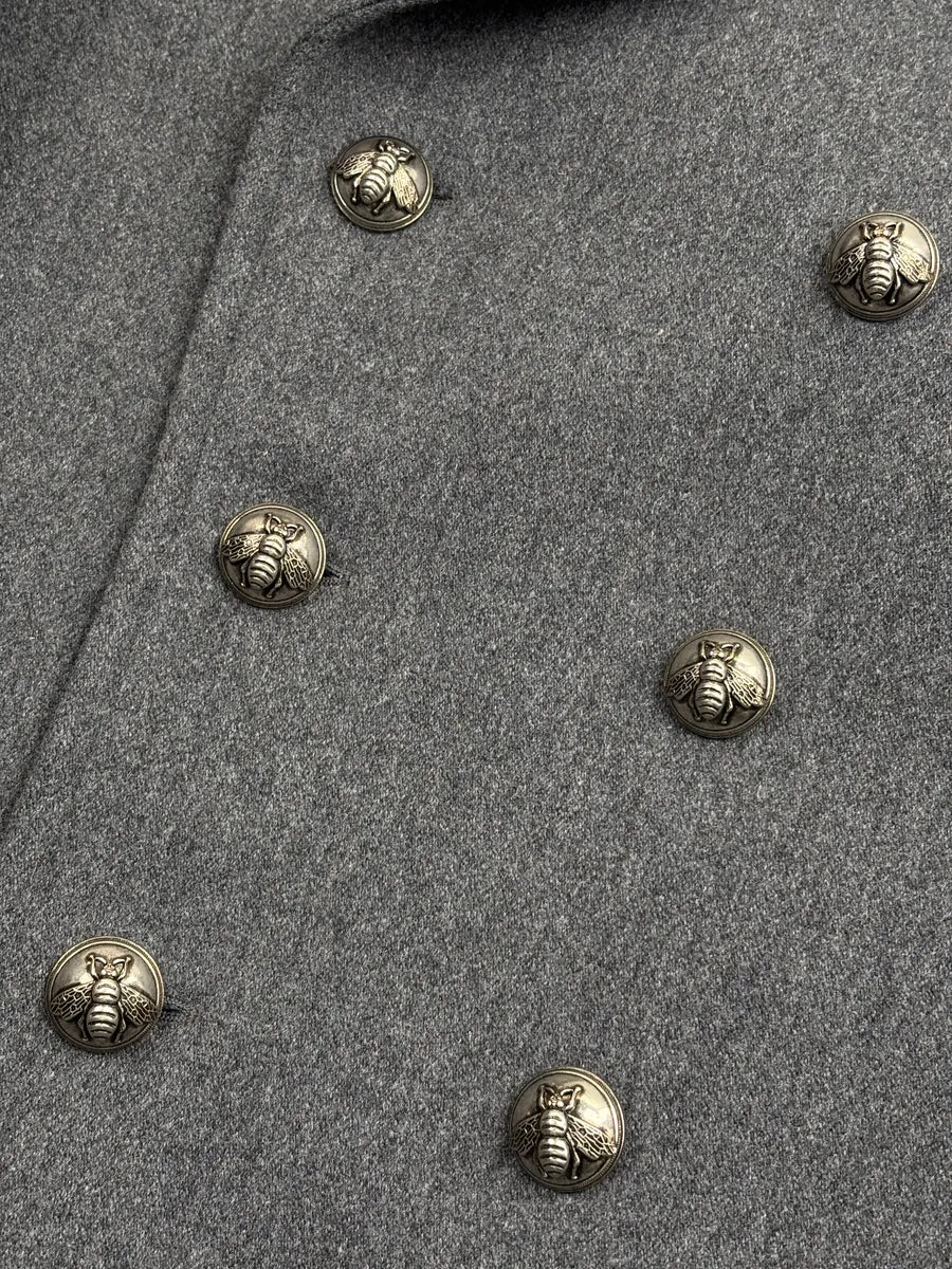 AW2017 Gucci Grey Wool Dragon Embroidered Double-Breasted Coat MSVUVgQA 5