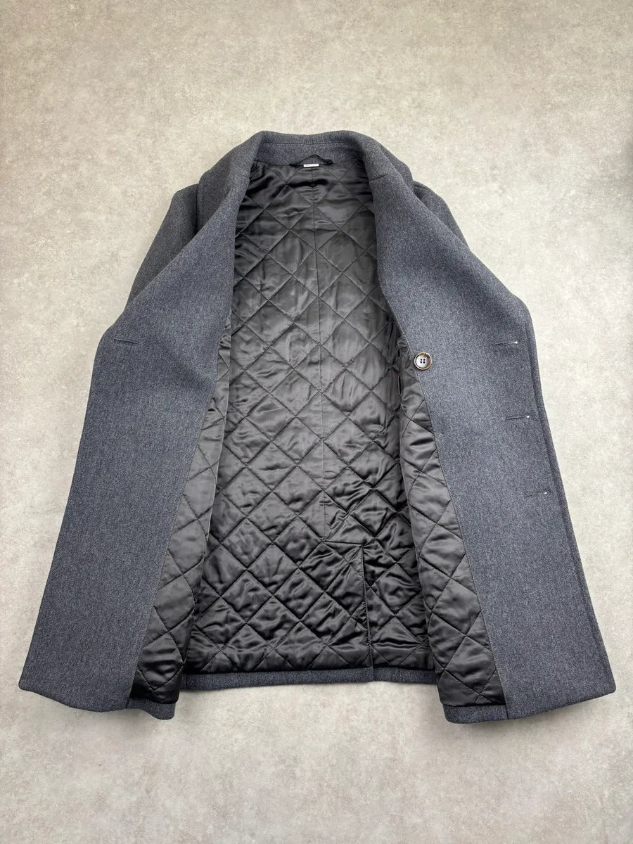 AW2017 Gucci Grey Wool Dragon Embroidered Double-Breasted Coat MSVUVgQA 3