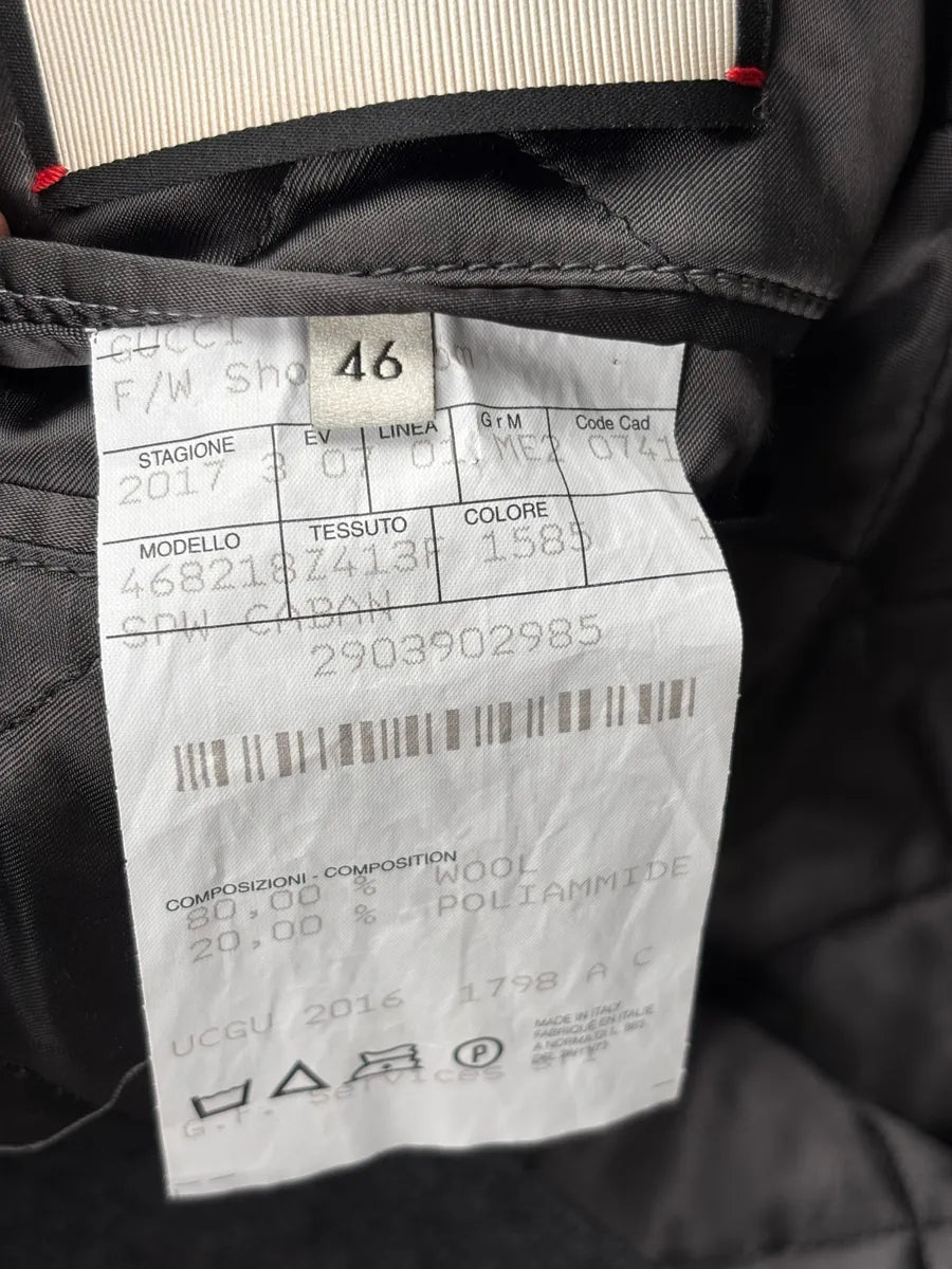 AW2017 Gucci Grey Wool Dragon Embroidered Double-Breasted Coat MSVUVgQA 12