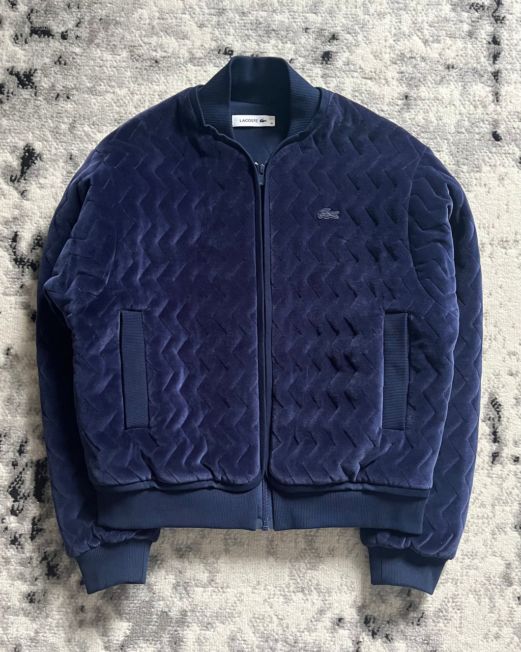 Lacoste Navy 3D Relief Bomber Jacket