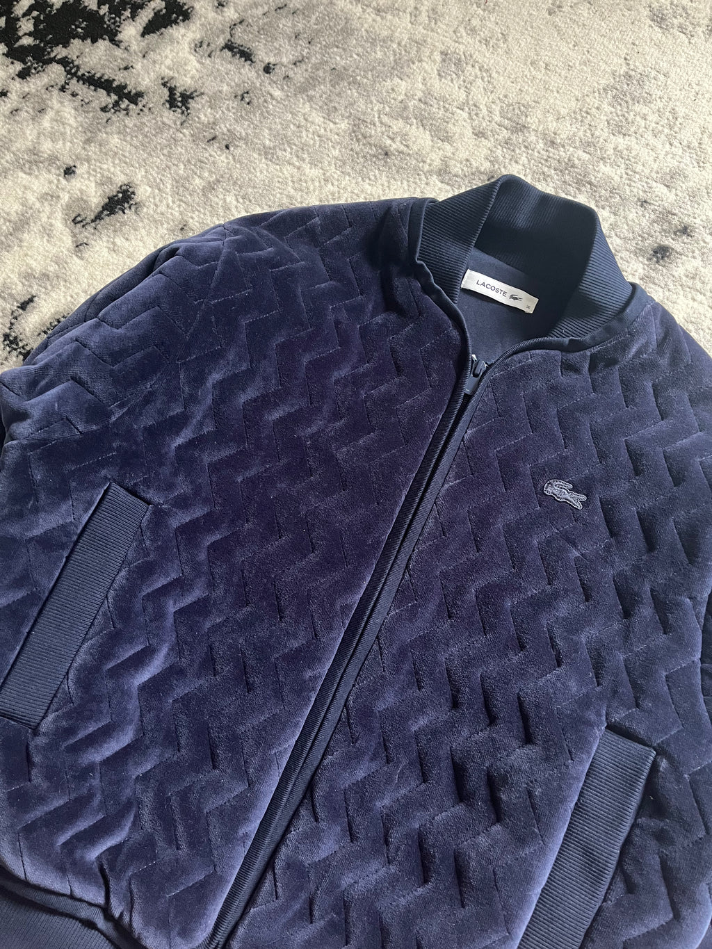 Lacoste Navy 3D Relief Bomber Jacket