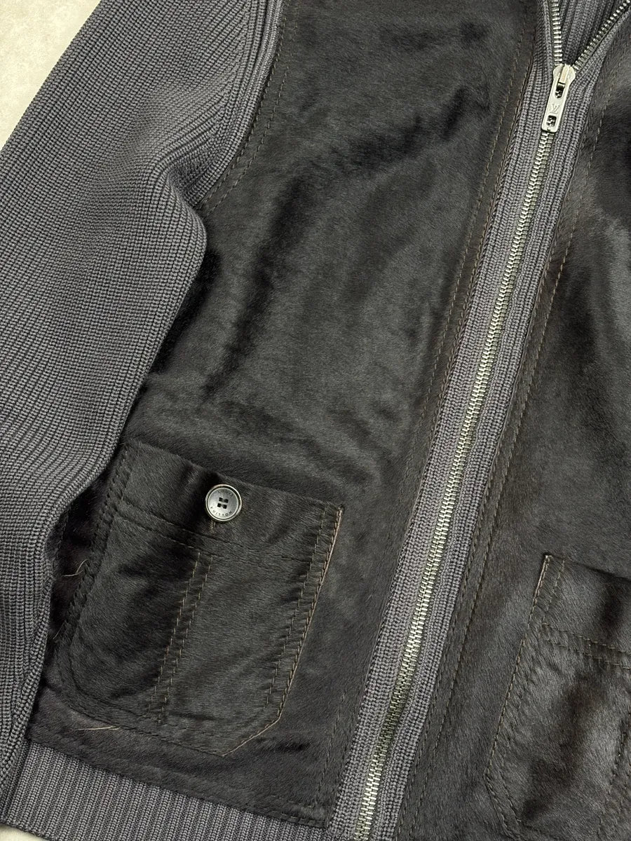 2000s Louis Vuitton Dark Grey Wool Pony Hair Zip-Up Light Jacket EeEApdfA 7