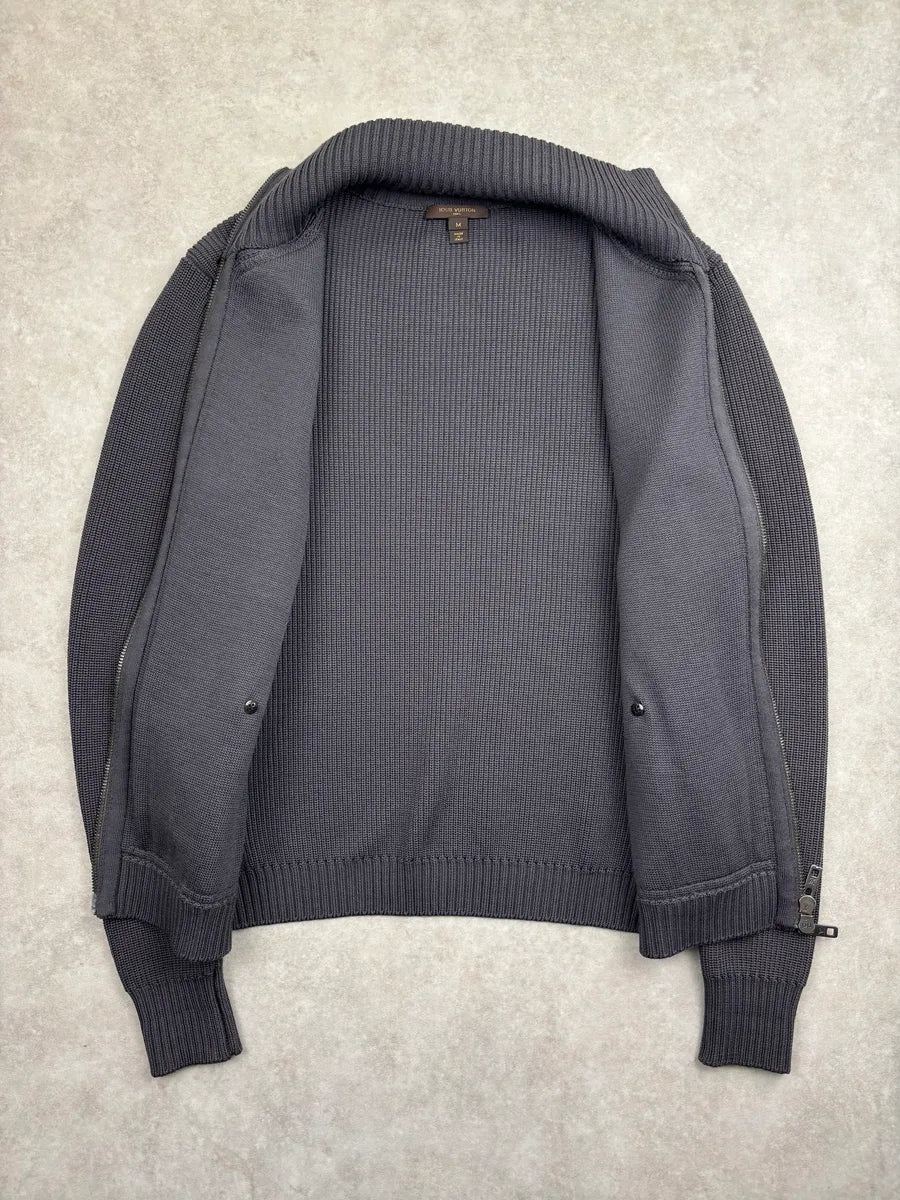 2000s Louis Vuitton Dark Grey Wool Pony Hair Zip-Up Light Jacket EeEApdfA 4