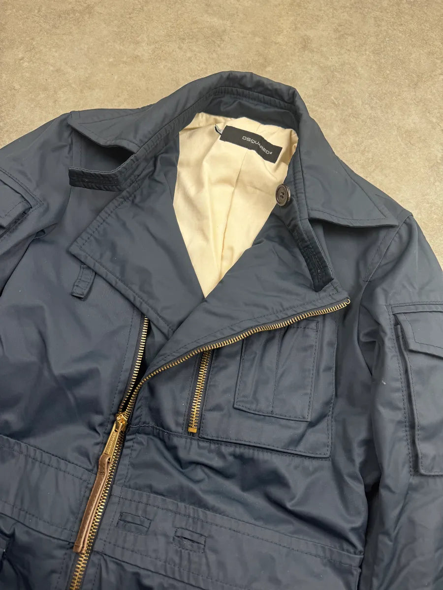 AW2007 Dsquared2 Navy Nylon Asymmetrical Multi-Pocket Jacket XevScIu 6