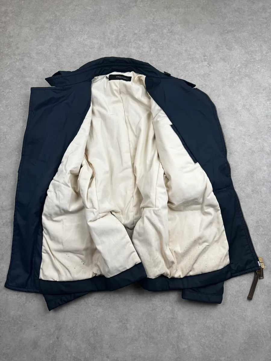 AW2007 Dsquared2 Navy Nylon Asymmetrical Multi-Pocket Jacket XevScIu 8