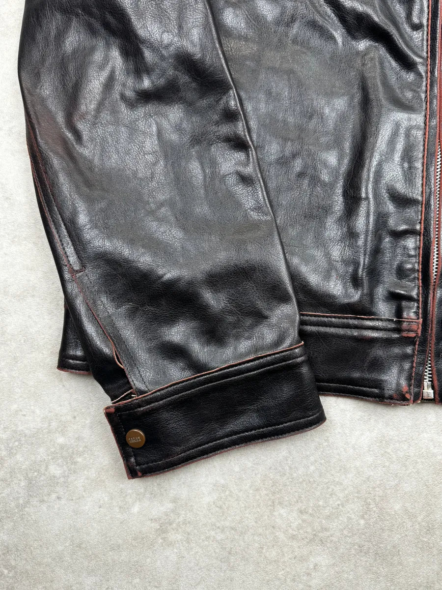 2000s Gianfranco Ferré Dark Brown Leather Detachable Faux Fur Collar Leather Jacket hJuvFHWs 11