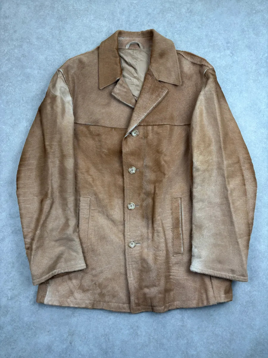 AW1996 Prada Camel Pony Hair Leather Single-Breasted Jacket UtBRyARk 0