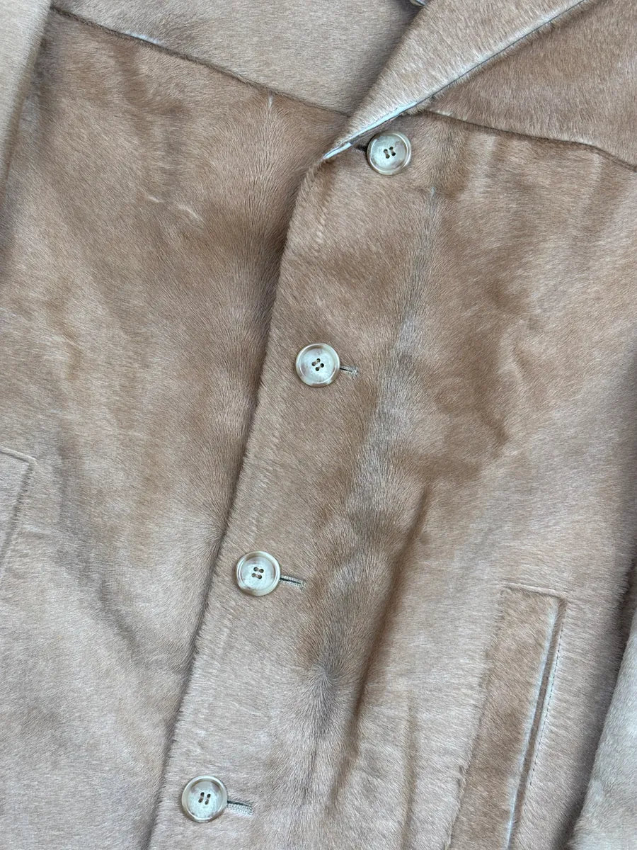 AW1996 Prada Camel Pony Hair Leather Single-Breasted Jacket UtBRyARk 5
