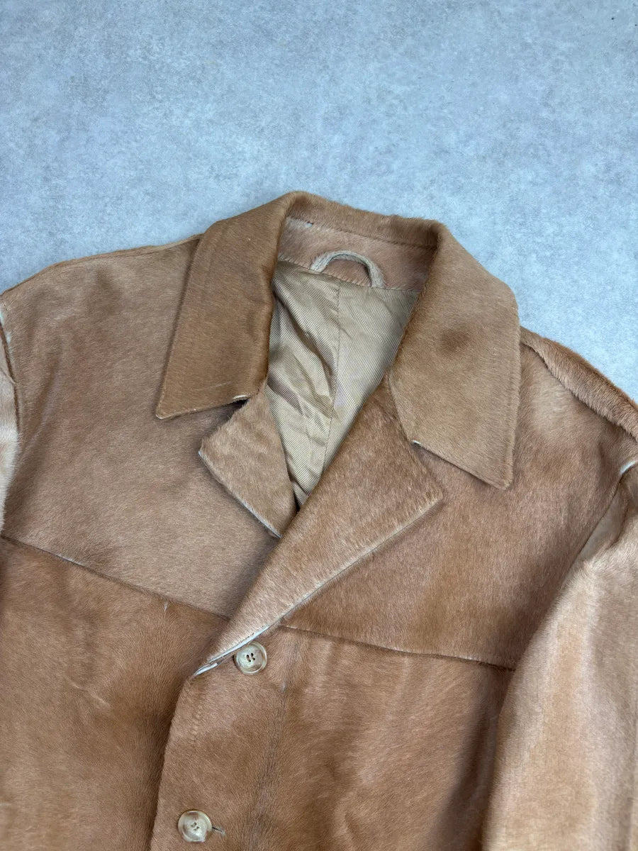 AW1996 Prada Camel Pony Hair Leather Single-Breasted Jacket UtBRyARk 7