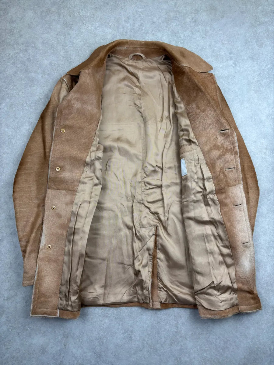 AW1996 Prada Camel Pony Hair Leather Single-Breasted Jacket UtBRyARk 3