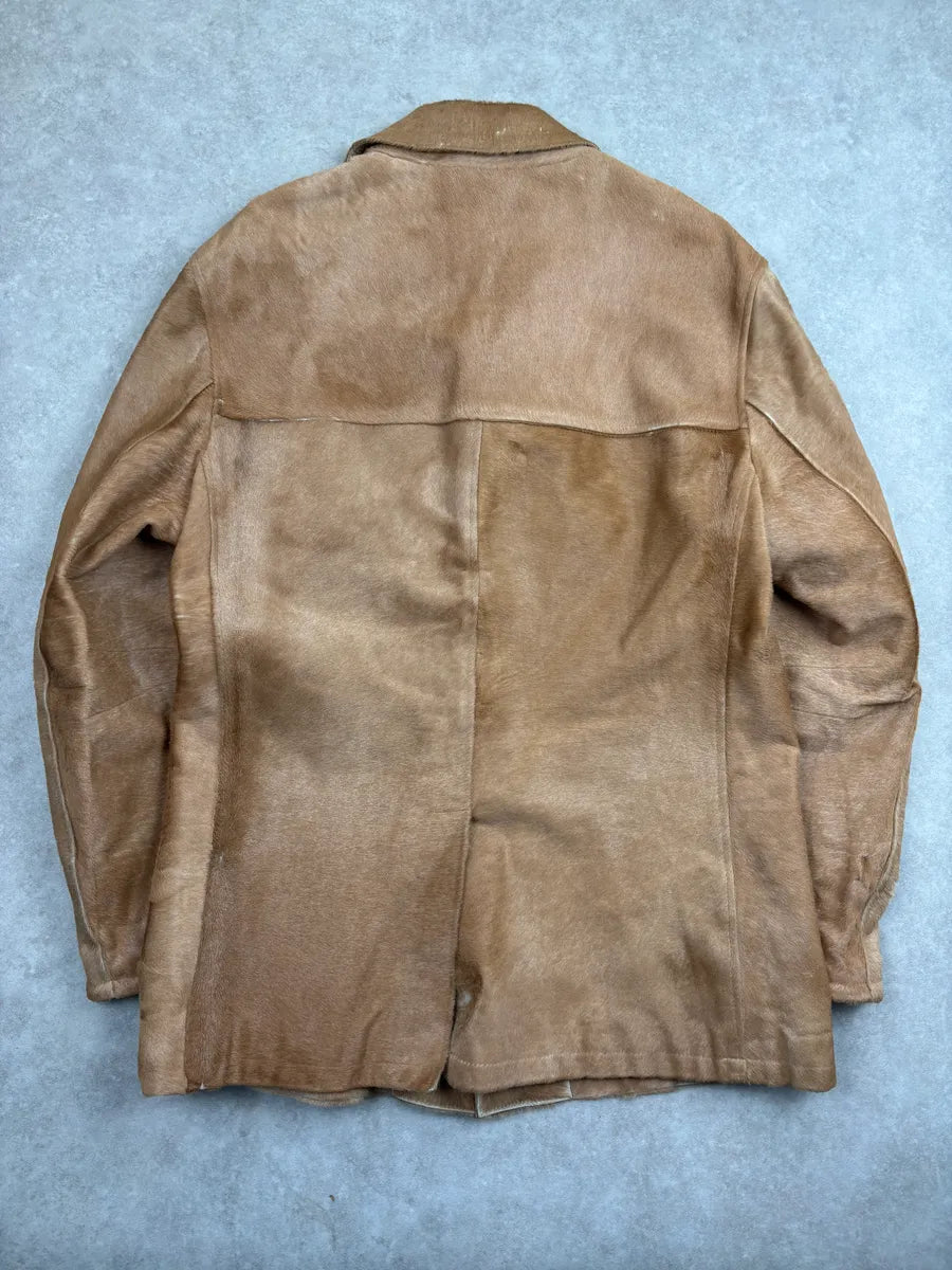 AW1996 Prada Camel Pony Hair Leather Single-Breasted Jacket UtBRyARk 4
