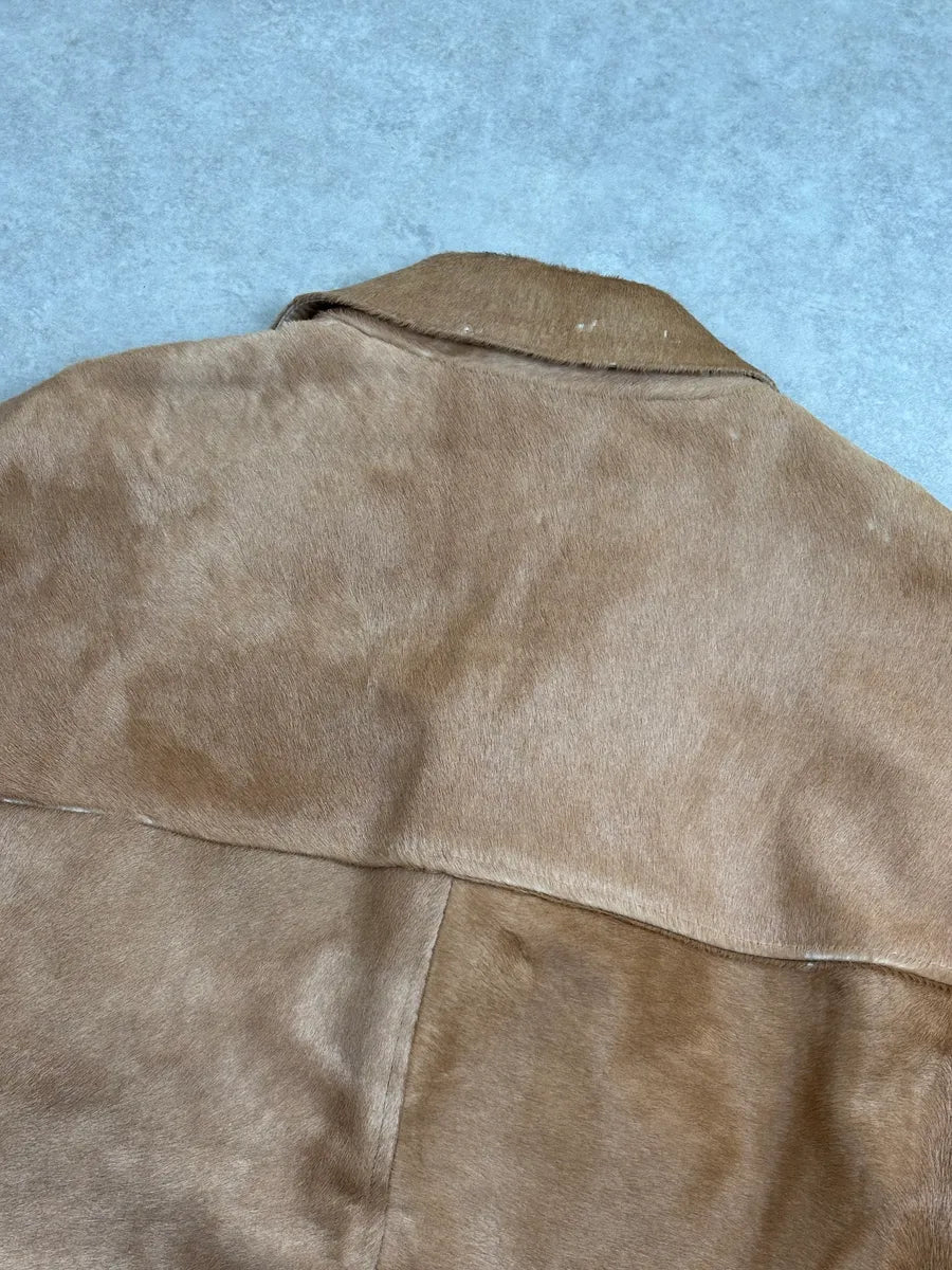 AW1996 Prada Camel Pony Hair Leather Single-Breasted Jacket UtBRyARk 8
