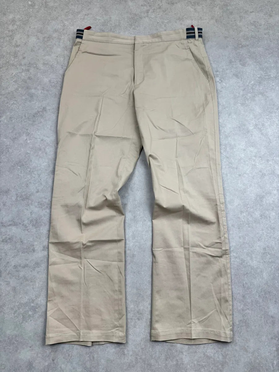 2000s Prada Beige Striped Side Adjuster Chino Pants rXyaimd 3