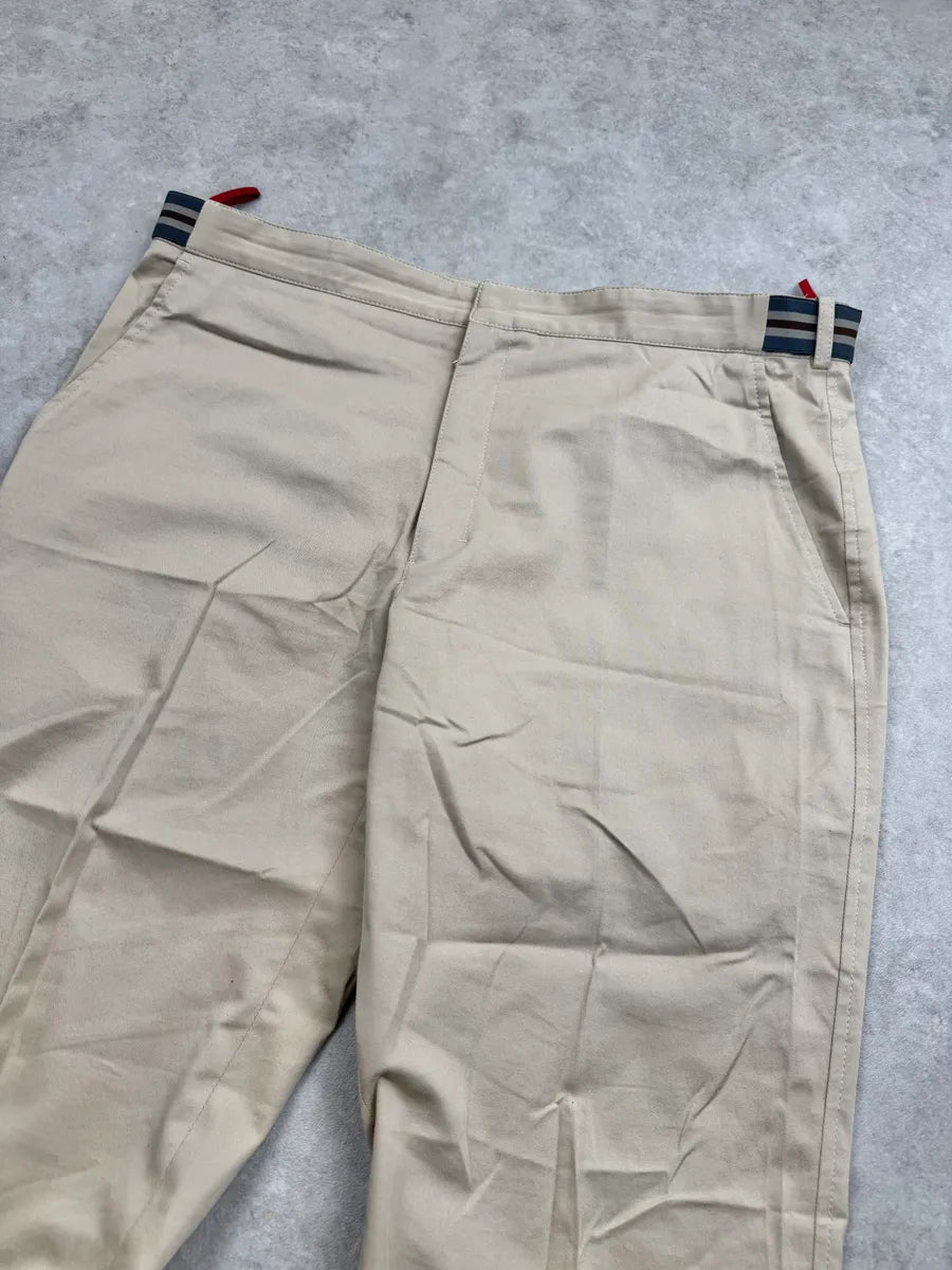 2000s Prada Beige Striped Side Adjuster Chino Pants rXyaimd 5