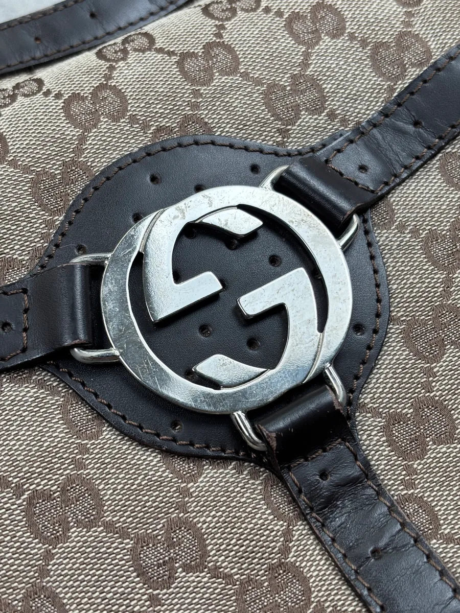 Gucci Brown Canvas GG Monogram Interlocking G Shoulder Bag rzNPmlvS 12