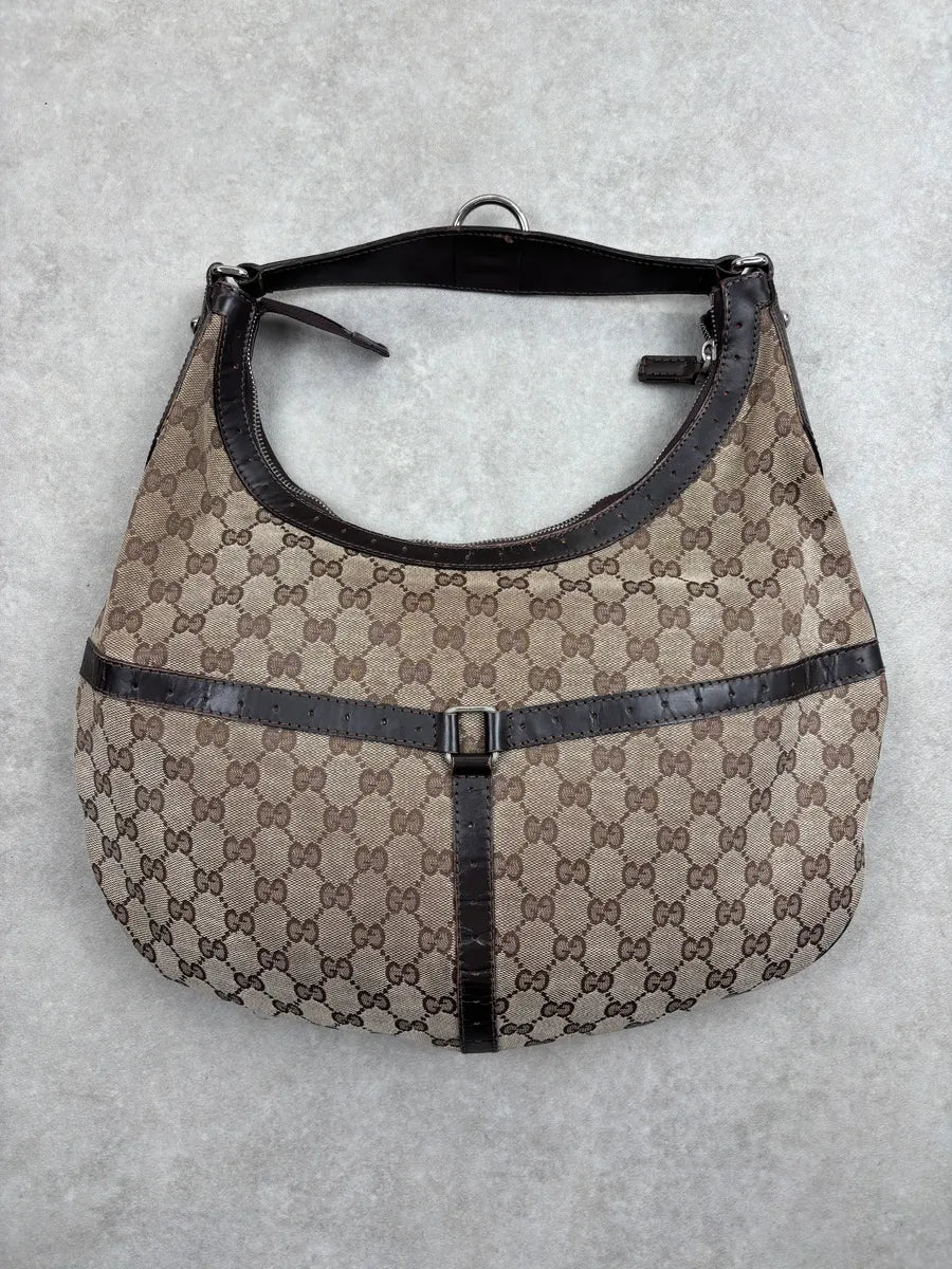 Gucci Brown Canvas GG Monogram Interlocking G Shoulder Bag rzNPmlvS 4