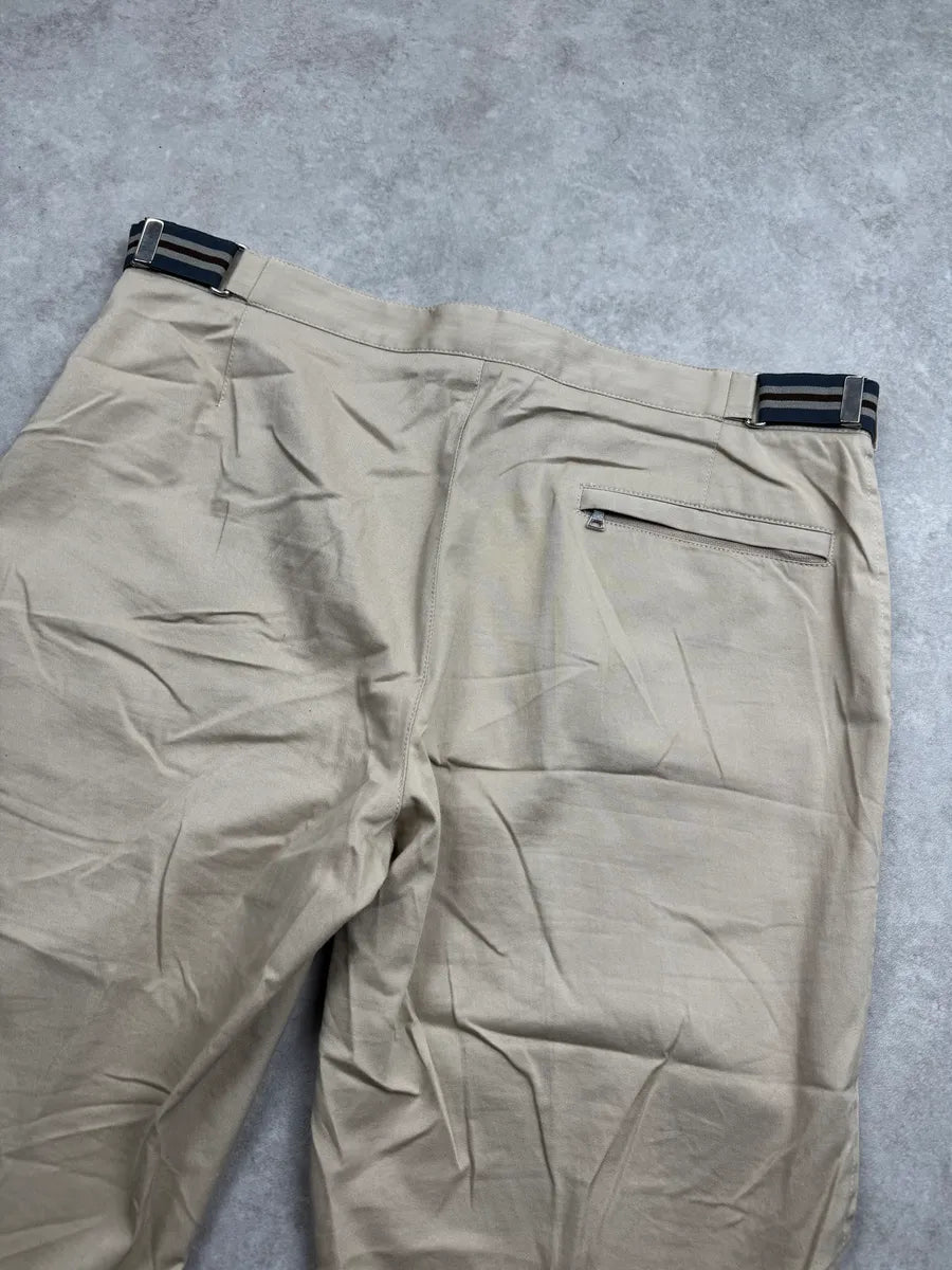 2000s Prada Beige Striped Side Adjuster Chino Pants rXyaimd 6