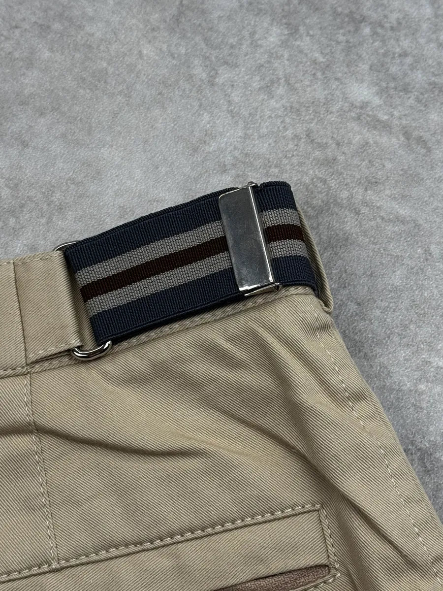 2000s Prada Beige Striped Side Adjuster Chino Pants rXyaimd 7