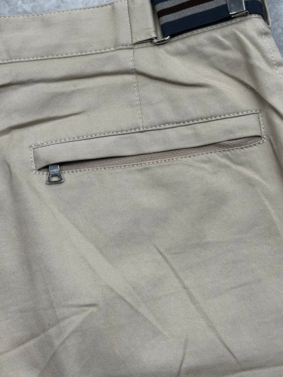 2000s Prada Beige Striped Side Adjuster Chino Pants rXyaimd 8