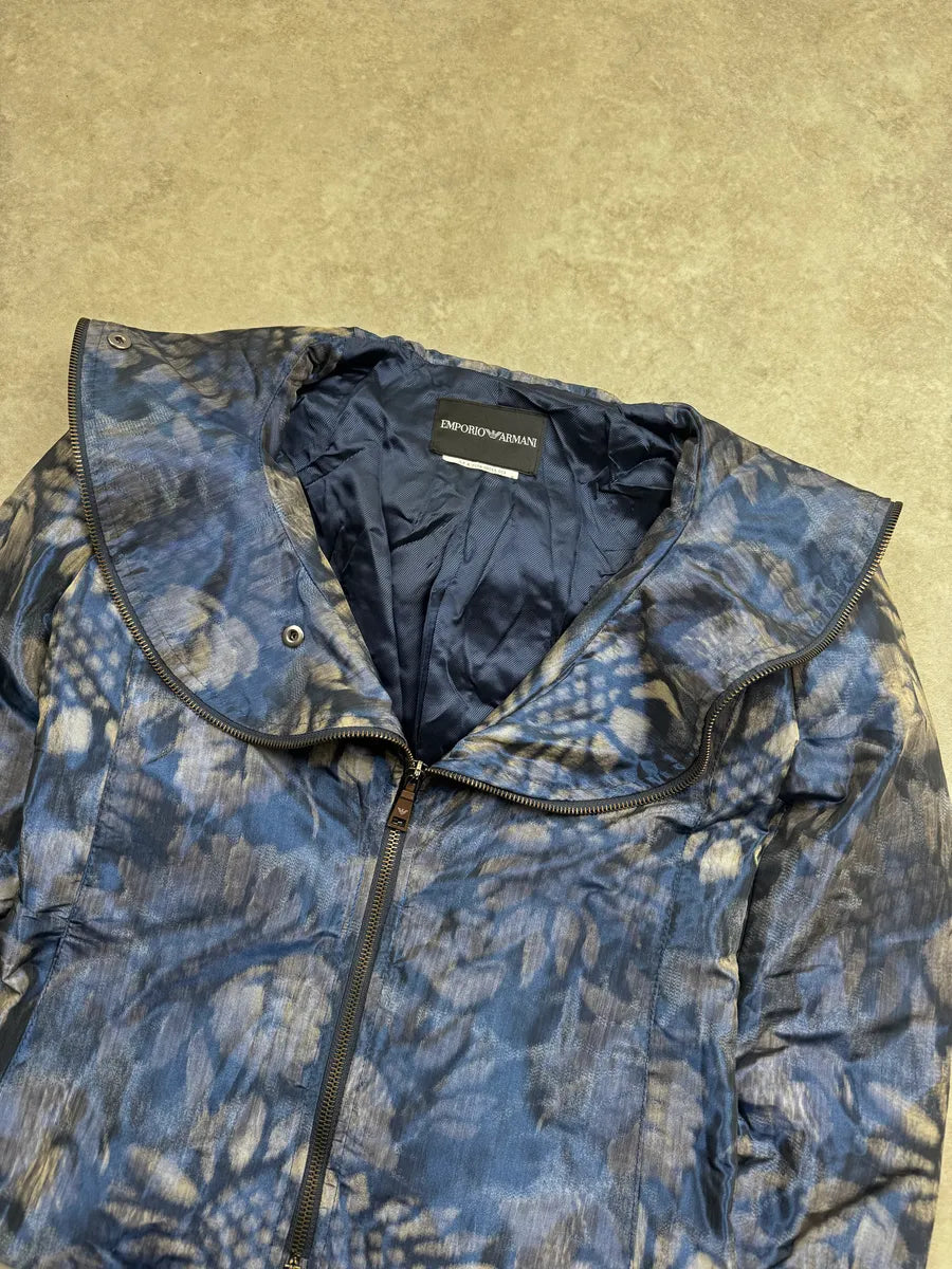 AW2009 Emporio Armani Blue Iridescent Collar Floral Light Jacket IauYlqf 6