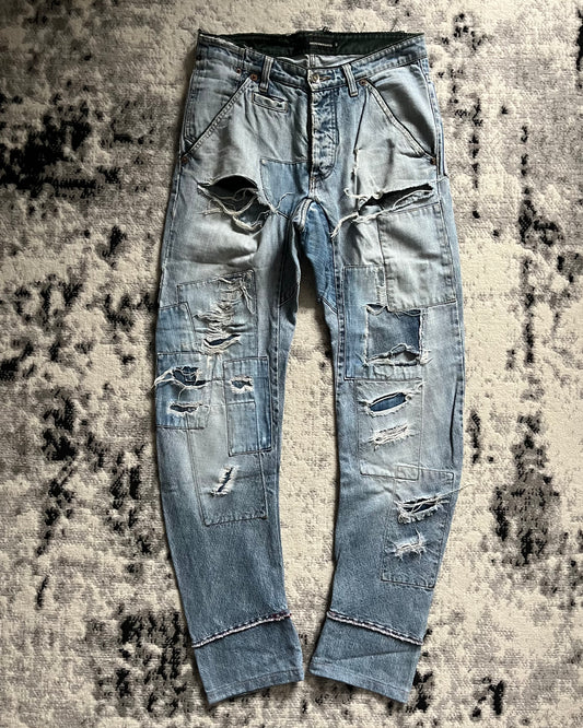 90s Andrew Mackenzie Biker Distressed Patch Jeans (M)