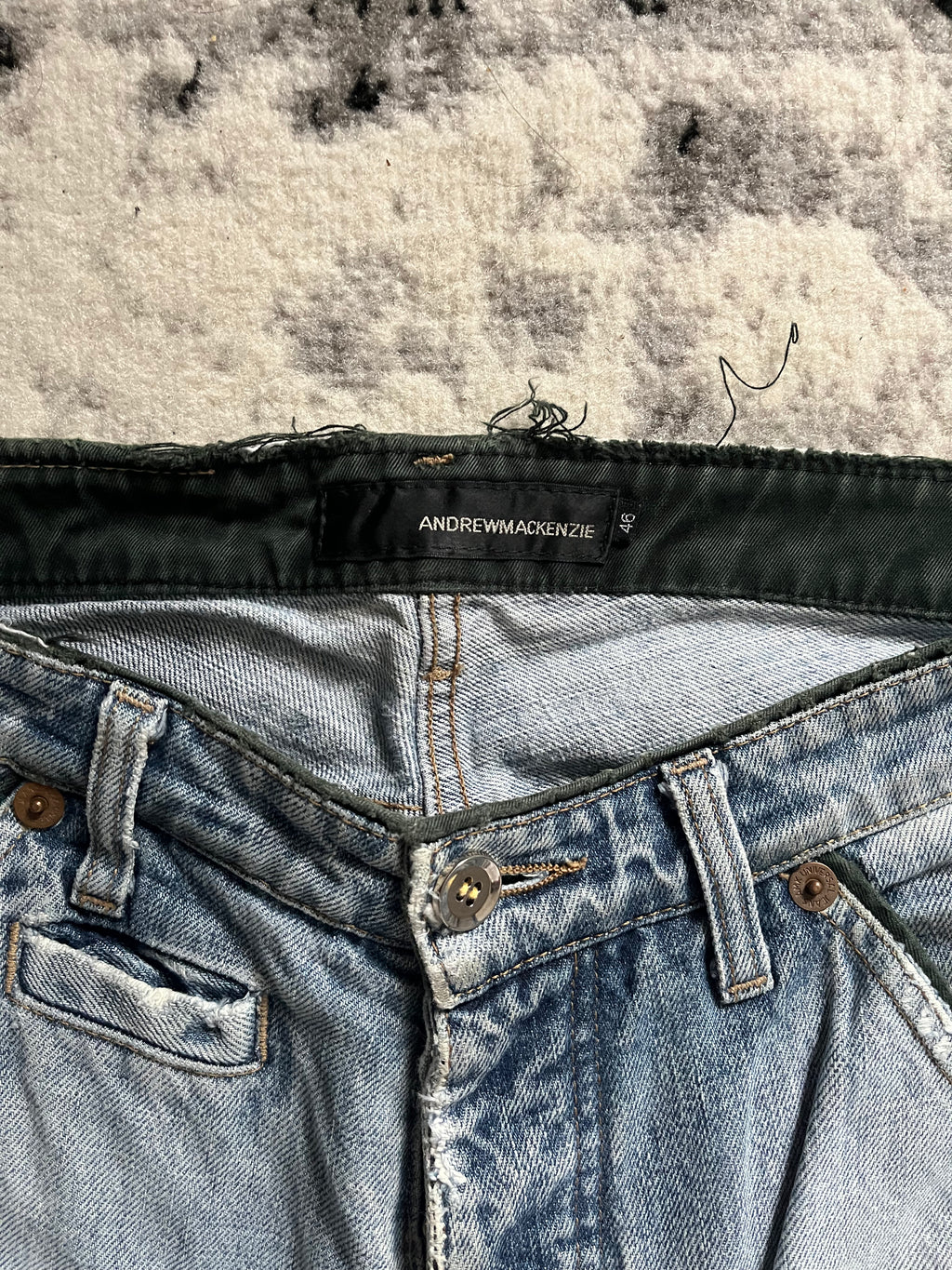 90s Andrew Mackenzie Biker Distressed Patch Jeans (M)