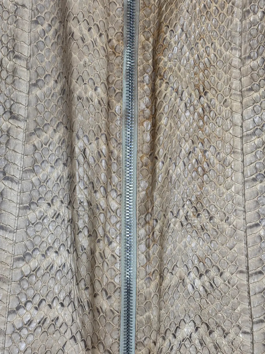 SS2000 Prada Beige Python Moto Zip-Up Leather Jacket zVxgegAv 7