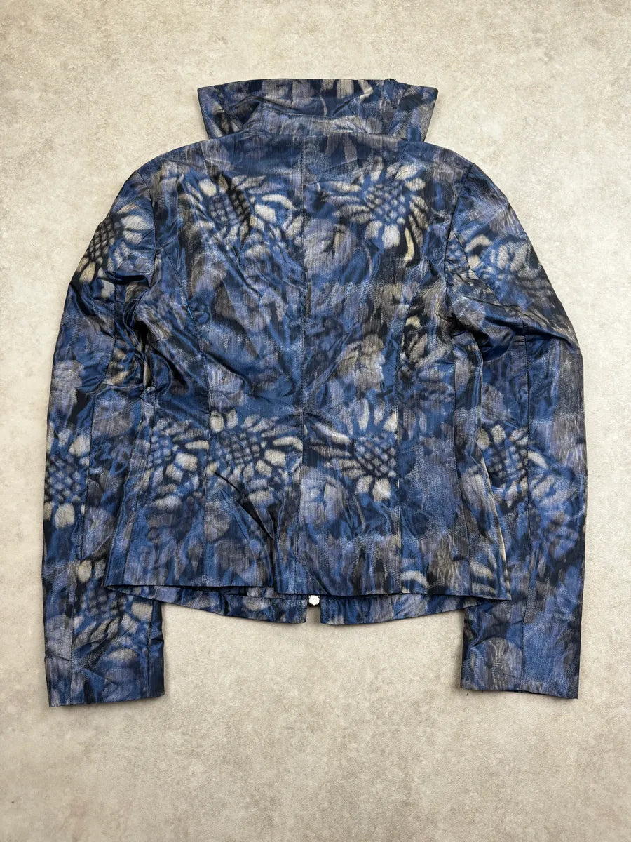 AW2009 Emporio Armani Blue Iridescent Collar Floral Light Jacket IauYlqf 2