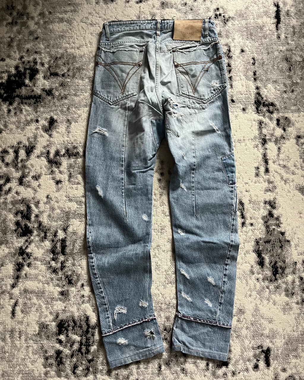 90s Andrew Mackenzie Biker Distressed Patch Jeans (M)