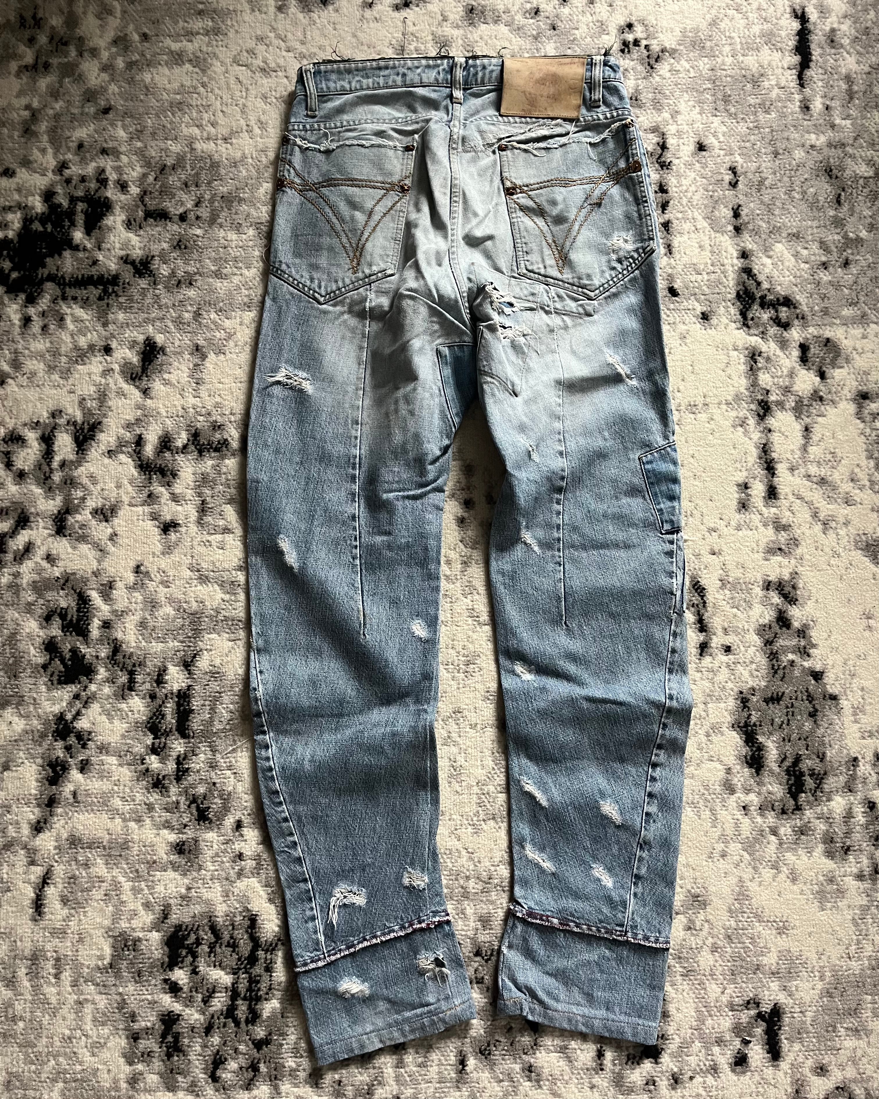 90s Andrew Mackenzie Biker Distressed Patch Jeans (M)
