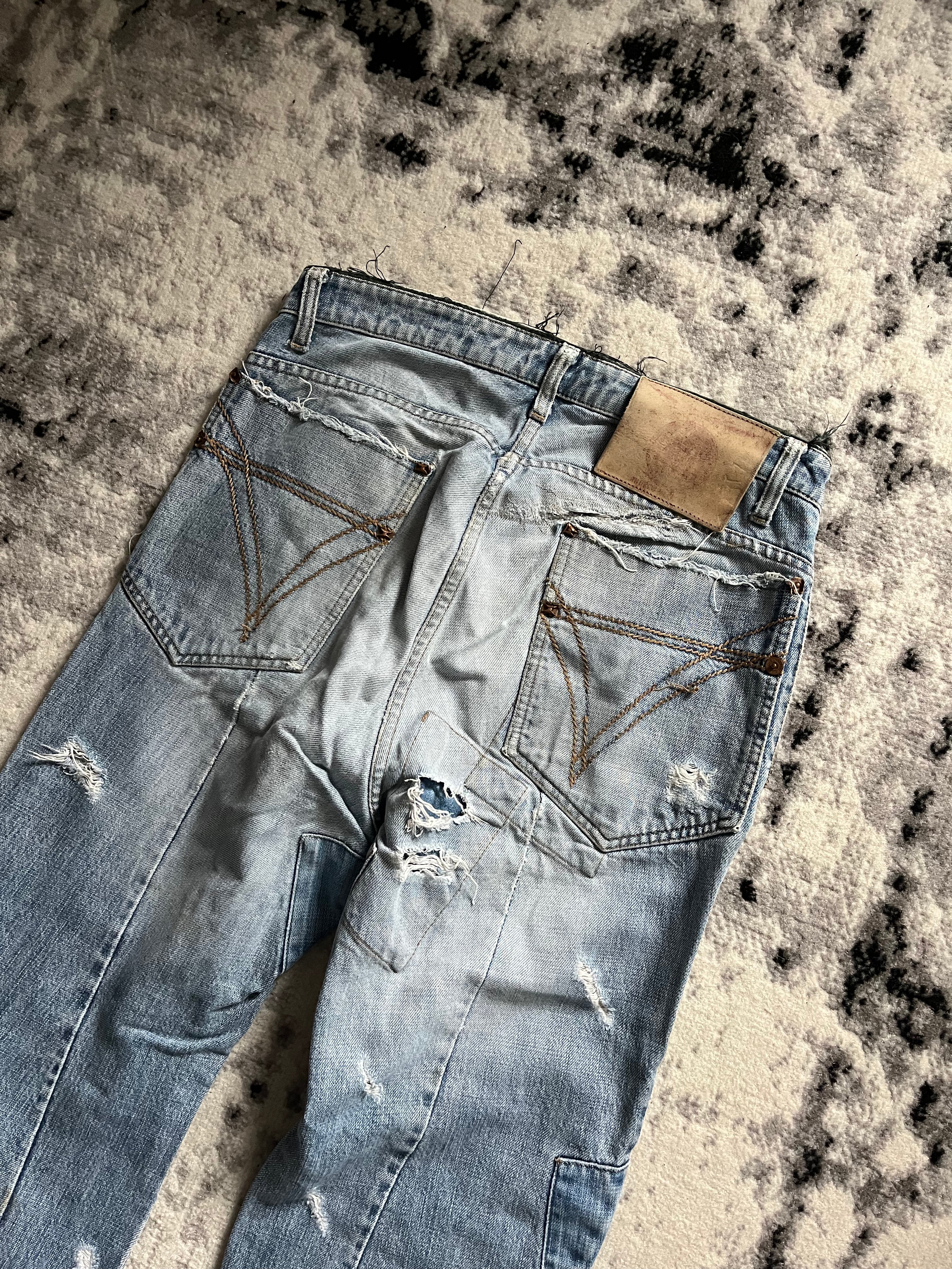 90s Andrew Mackenzie Biker Distressed Patch Jeans (M)