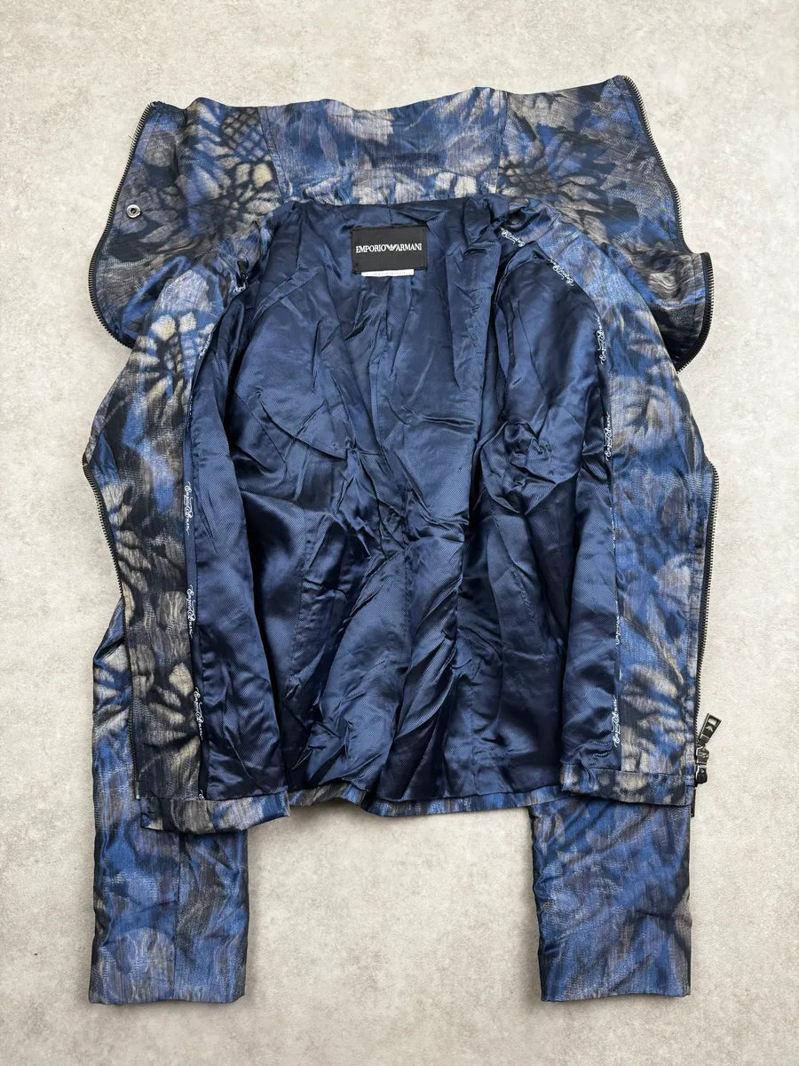 AW2009 Emporio Armani Blue Iridescent Collar Floral Light Jacket IauYlqf 3