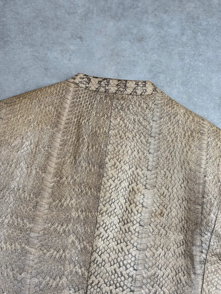 SS2000 Prada Beige Python Moto Zip-Up Leather Jacket zVxgegAv 10