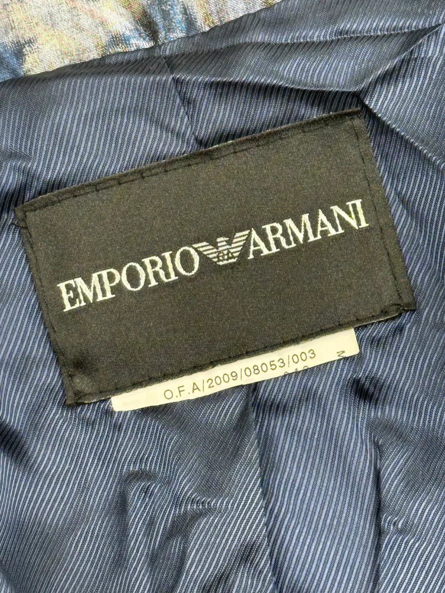 AW2009 Emporio Armani Blue Iridescent Collar Floral Light Jacket IauYlqf 14