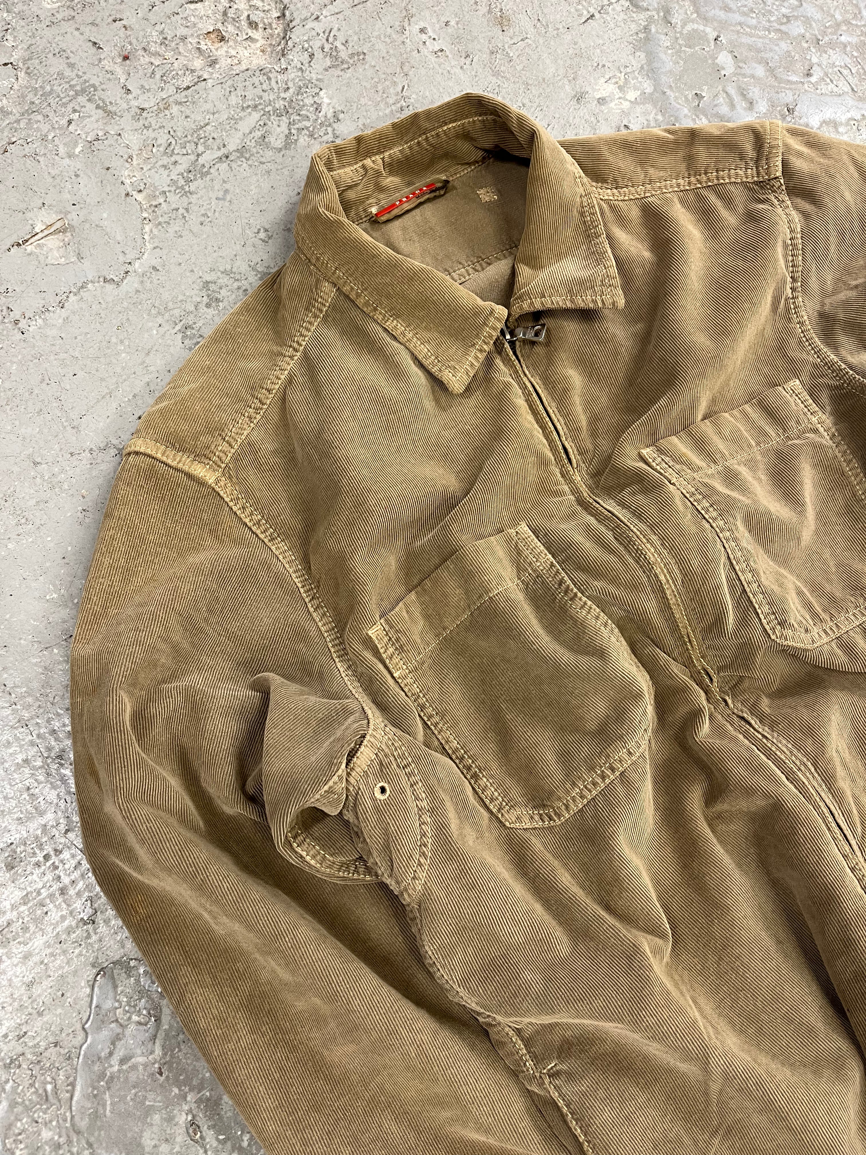 2000s Prada Linea Rossa Velvet Camel Jacket (L)