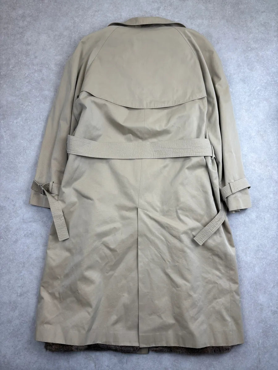 1970s Yves Saint Laurent Beige Squirrel Fur-Lined Double-Breasted Trench Coat FudbhCrX 5