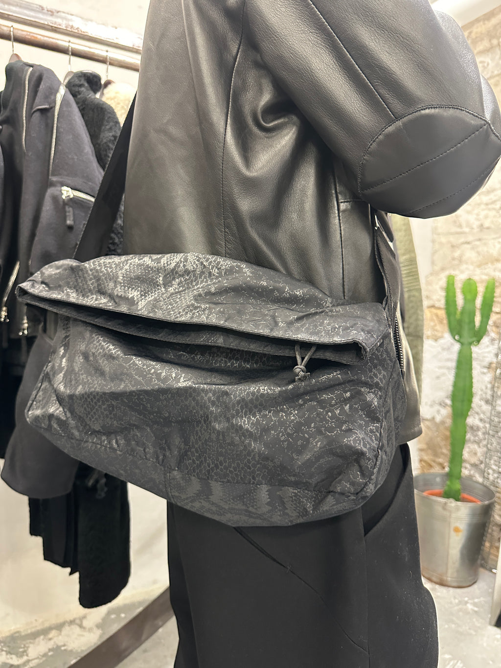 Roberto Cavalli Black Python Effect Bag