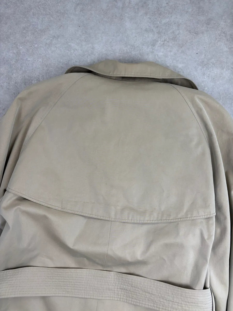 1970s Yves Saint Laurent Beige Squirrel Fur-Lined Double-Breasted Trench Coat FudbhCrX 10