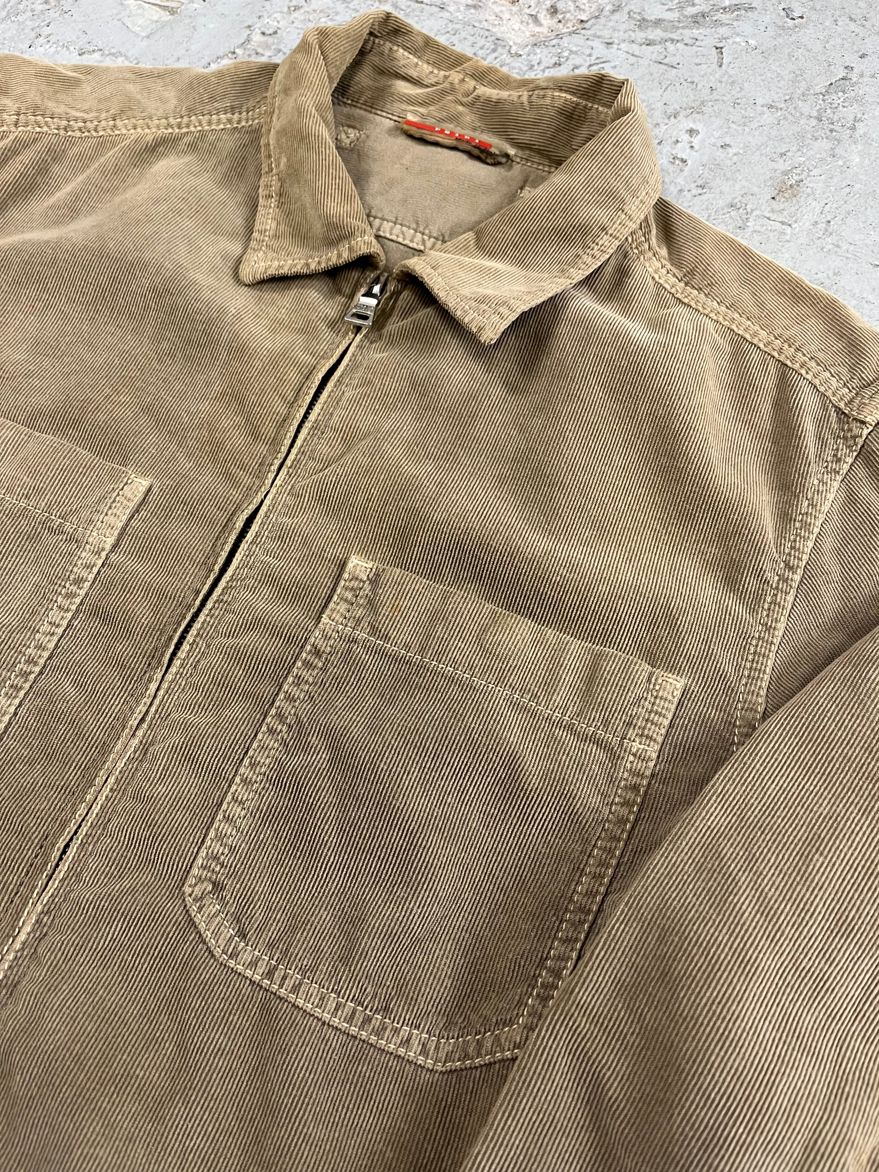 2000s Prada Linea Rossa Velvet Camel Jacket (L)
