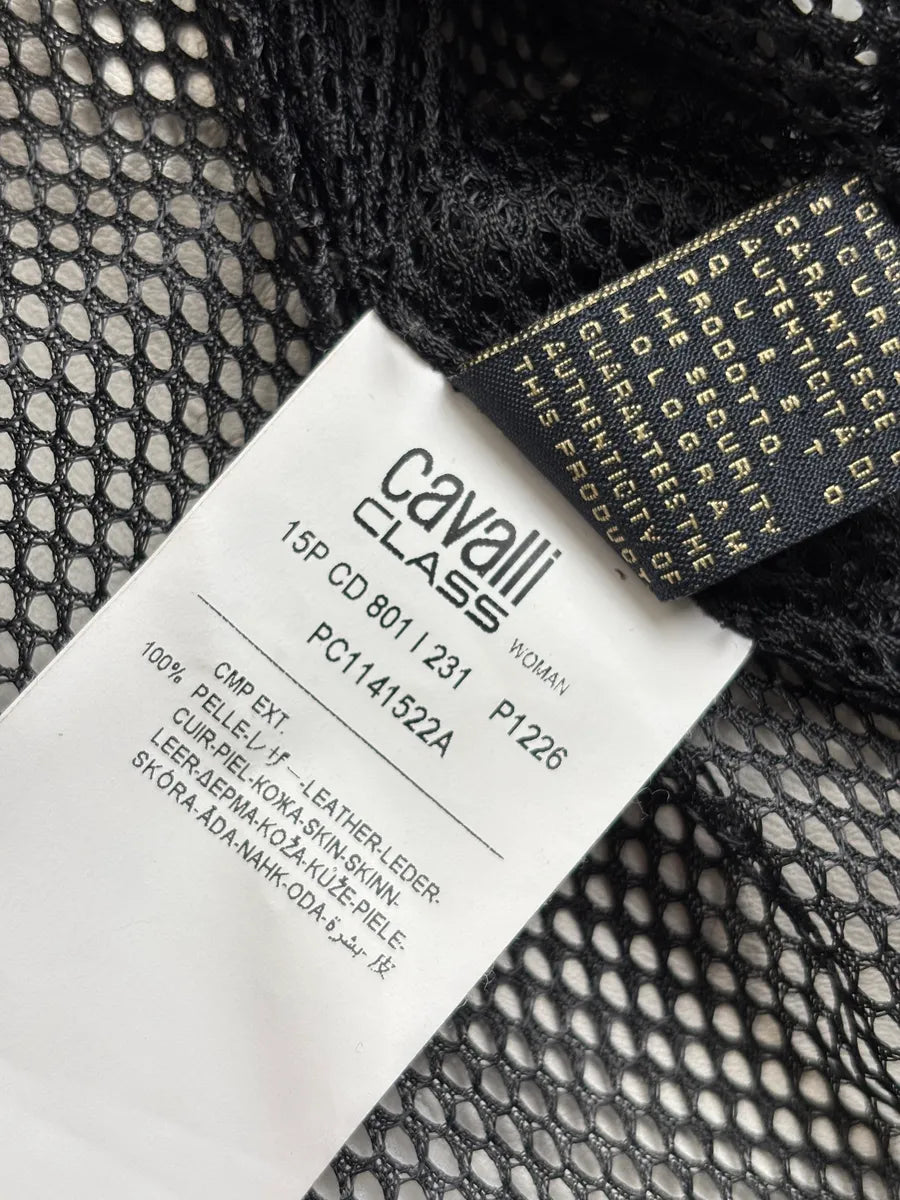 SS2015 Cavalli Class Silver Snake Print Perfecto Leather Jacket LgEZlbgq 14