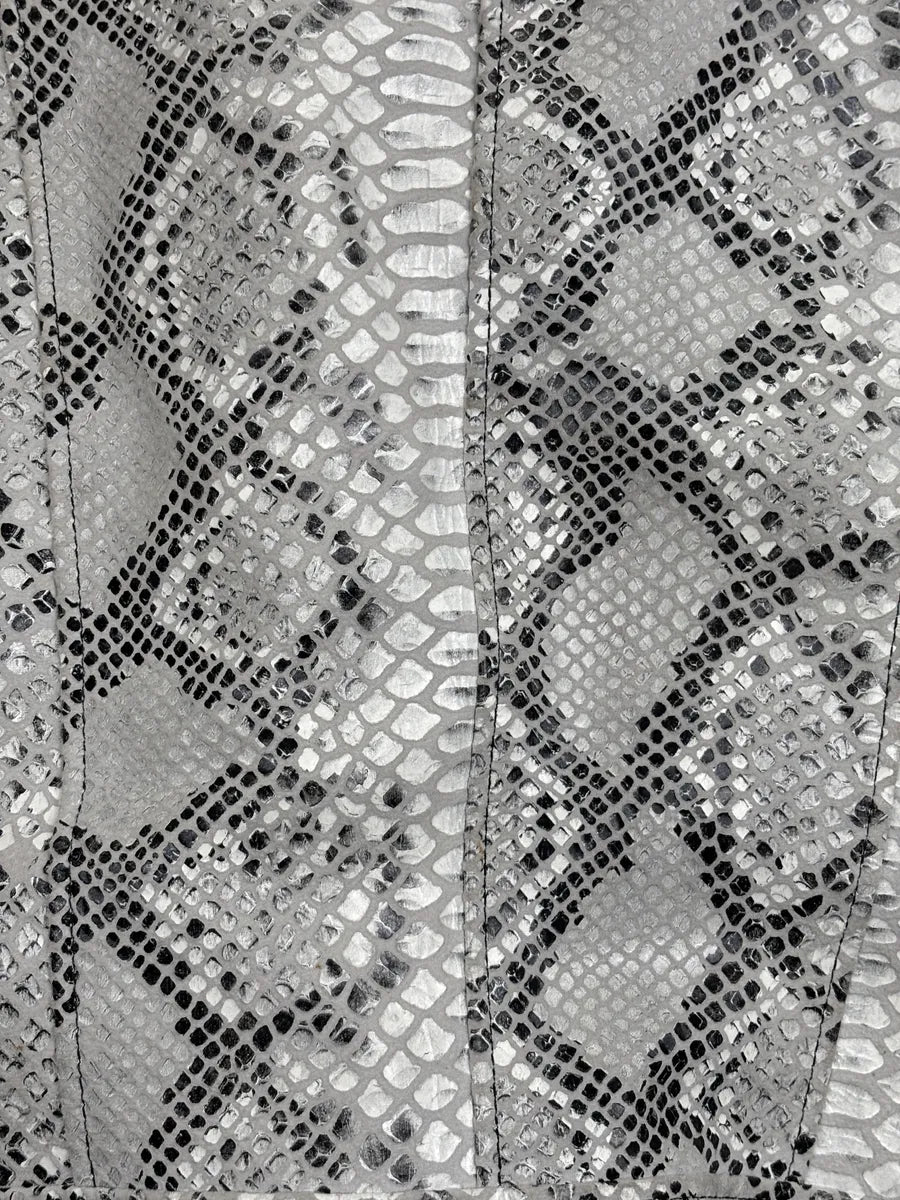 SS2015 Cavalli Class Silver Snake Print Perfecto Leather Jacket LgEZlbgq 9
